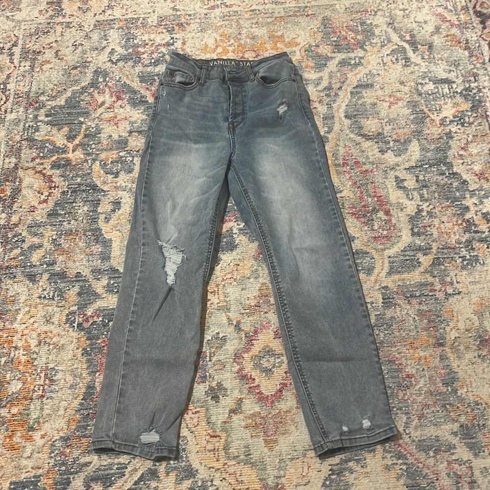 Light denim wash high waist jeans